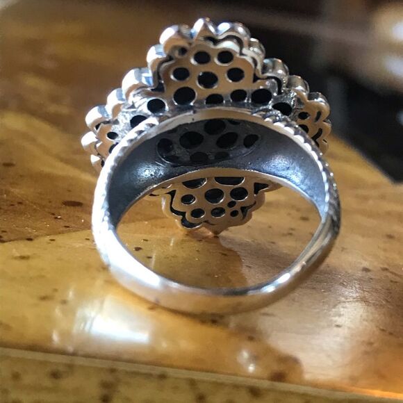 Australian Blue Opal Sterling Silver Ring Size 7 - Picture 4 of 8